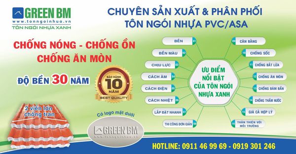 Sản phẩm của công nghệ hiện đại Tôn nhựa PVC/ASA